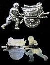 Vintage Silver Chinese Peddler Pin, 1920's - 1930's China Export Silver Pin,  China Silver, Vintage Chinese Silver Pin, Asia Figural Silver Pin, Aloha Memorabilia Company,  alohamemorabilia.com
